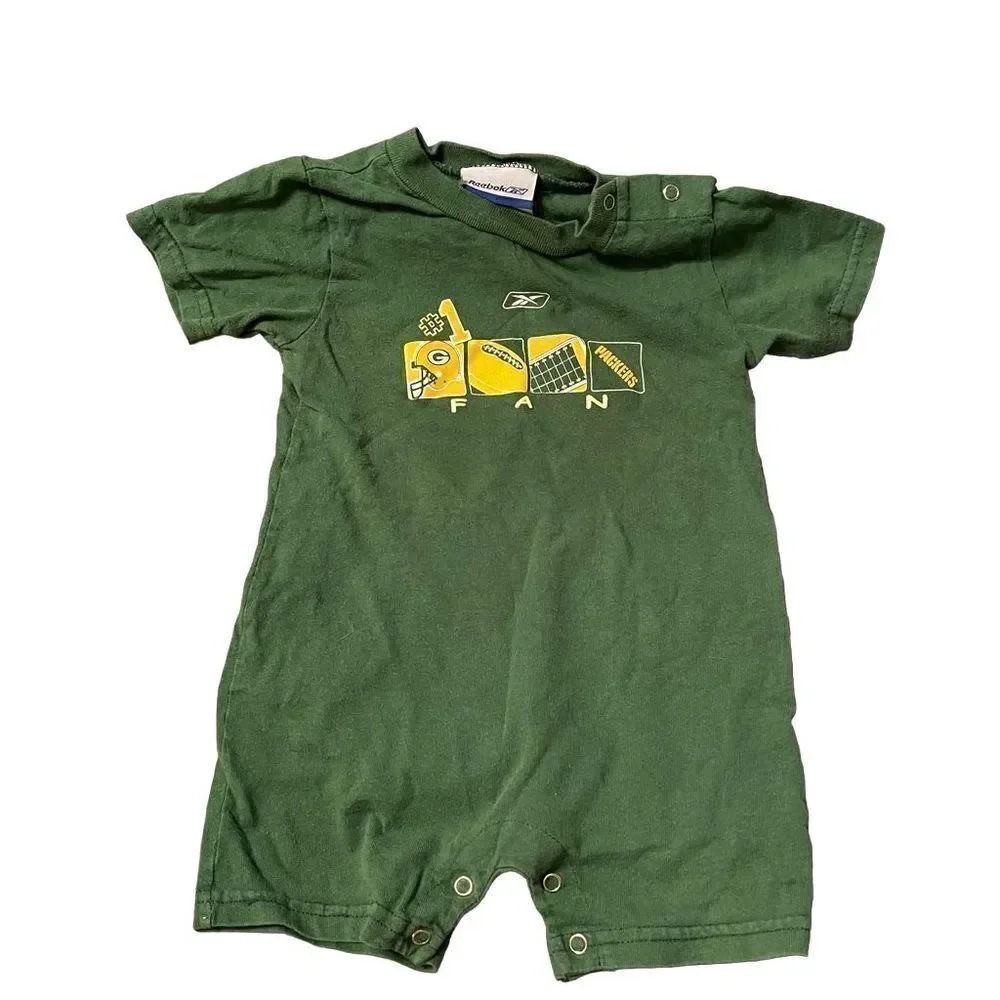 Reebok Green Bay Packers romper shorts bodysuit short sleeves 18 M